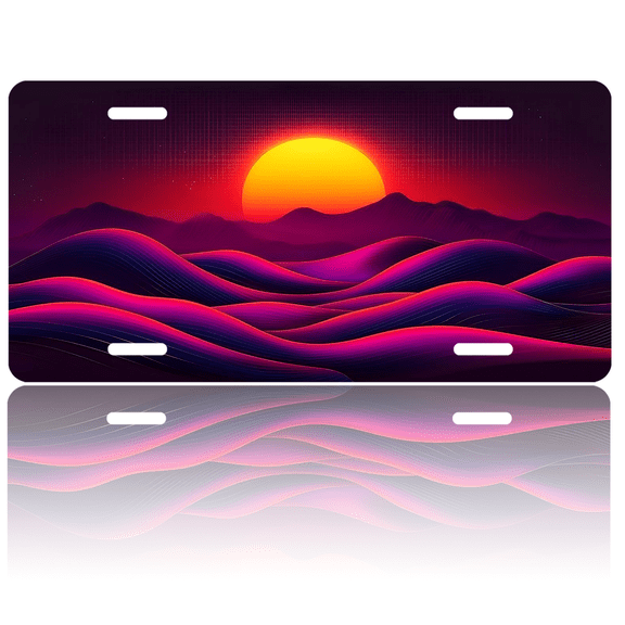 1 Pcs 2D Flat License Plate Covers & Frames, Retro Futuristic For Decorative Front, Waterproof For Decoration Aluminum License Plate Covers & Frames Cover For Men Women, 12" X 6"
