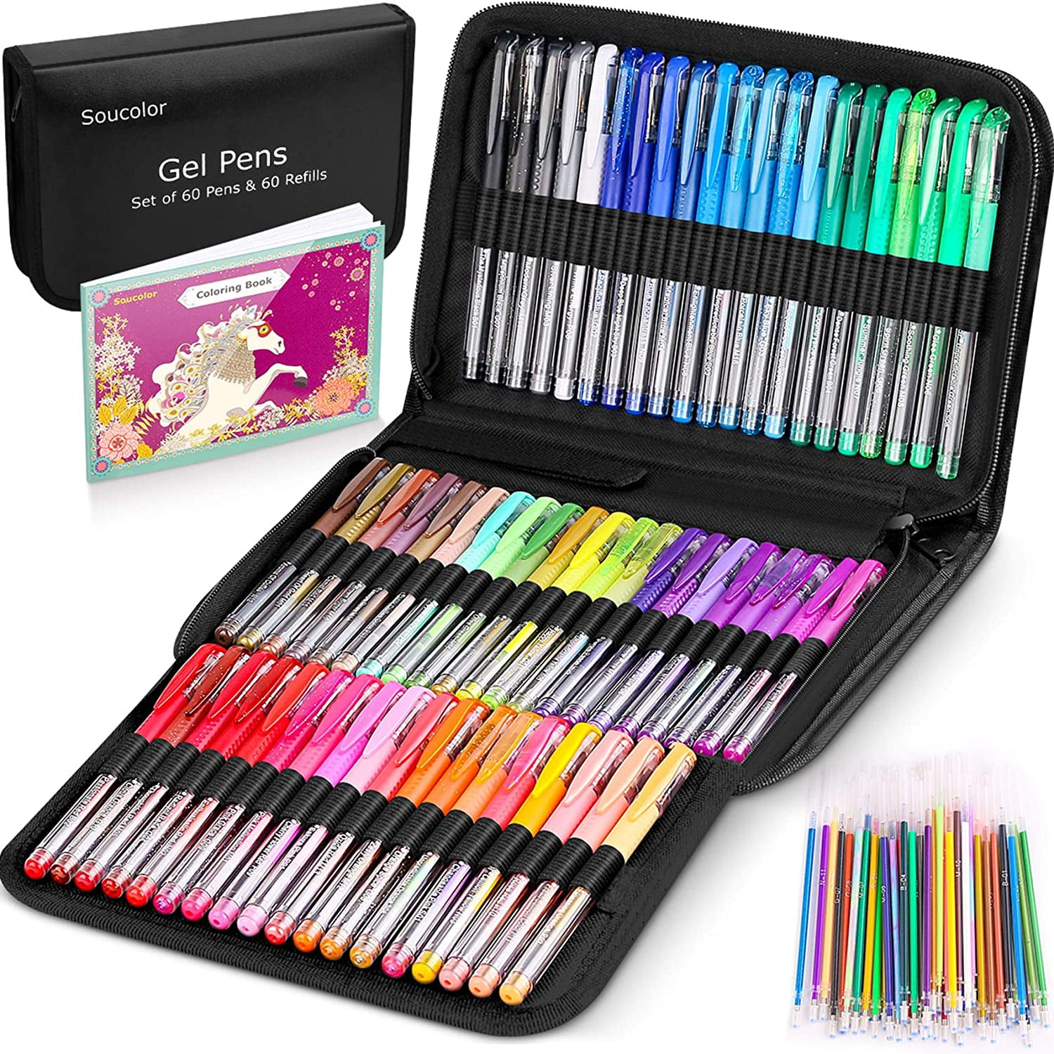 Caliart Gel Pens, 40% More Ink Colored Gel Markers Fine Point Pens for Kids  Adult Halloween Coloring Books, Drawing, Doodling, Crafting, Journaling