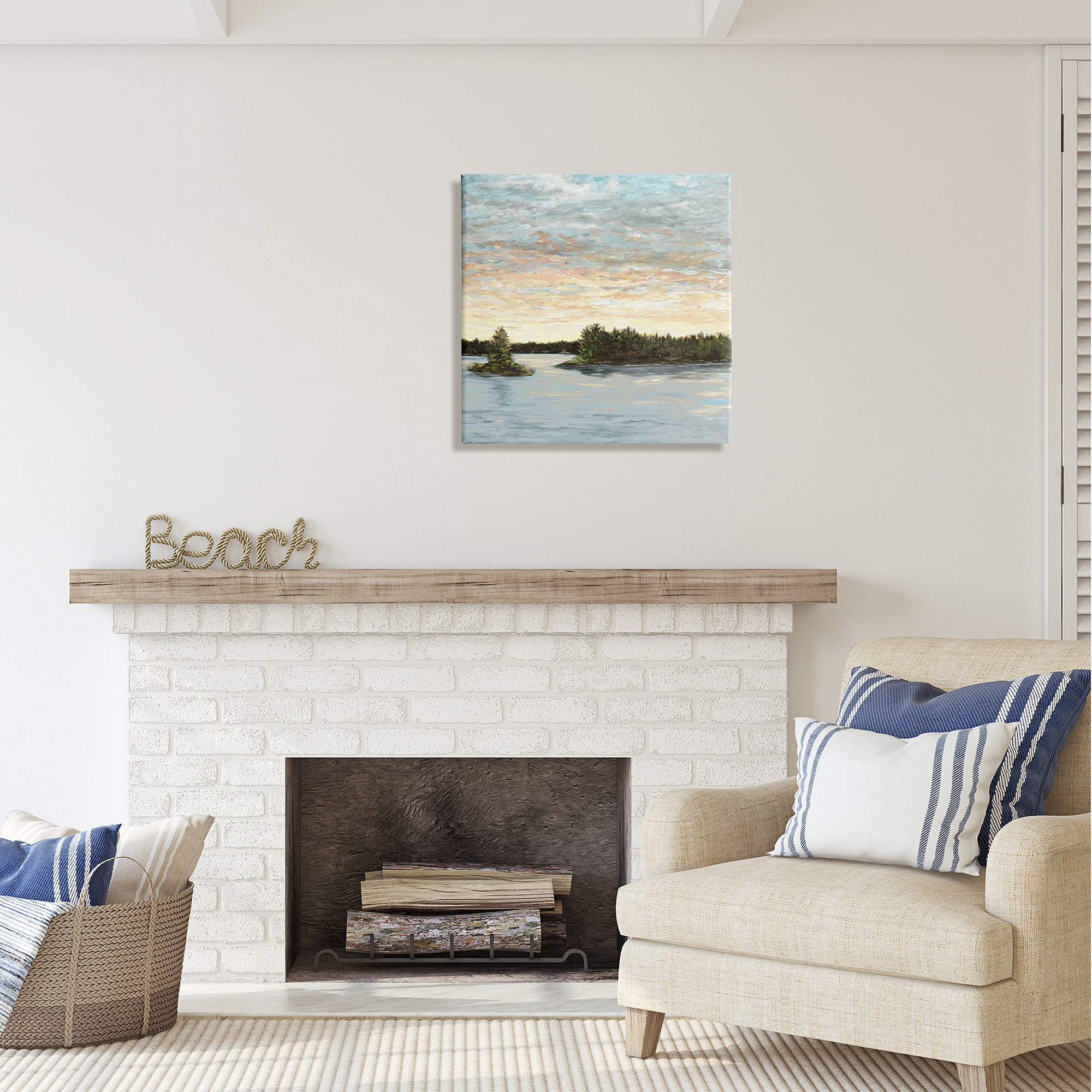 Stupell Industries Abstract Lake Islands Landscape Painting Gallery Wrapped Canvas Art Print Wall Art, 24 x 24