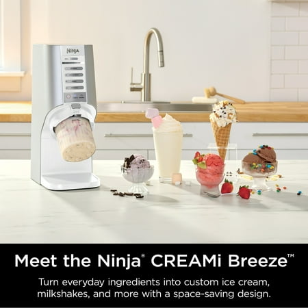 Ninja® CREAMi Breeze Ice Cream Maker and Frozen Treat Maker with 5 One-Touch Programs, White, NC100