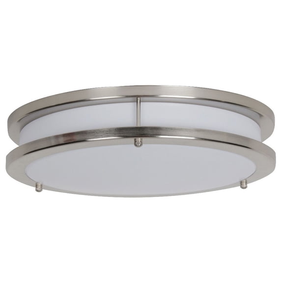 F9915-80-1-4K-Sunset Lighting-14 Inch 26W LED Flush Mount Bright Satin Nickel Finish with Etched