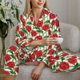 thumbnail image 6 of Fuzoiu Rose Flowers Print Women's Long-Sleeved Pajama,Lounge Button Down Nightwear,Womens Notch Collar Pajama Set-XX-Large, 6 of 7