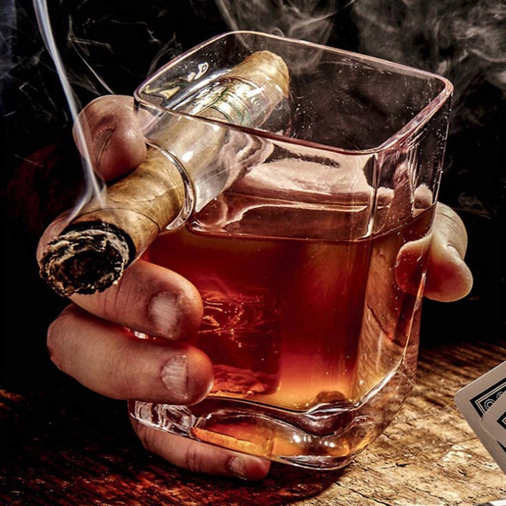 Cigar Whiskey Glass Wine Glass, Vintage Whiskey Glass With Notched