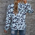 thumbnail image 3 of Camisa Mujer Manga Larga Estampado Leopardo Cuello V Jersey Botones Decoración Suelta Elegante Mujer Top Azul XL, 3 of 5