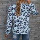 thumbnail image 3 of Camisa Mujer Manga Larga Estampado Leopardo Cuello V Jersey Botones Decoración Suelta Elegante Mujer Top Azul XL, 3 of 5
