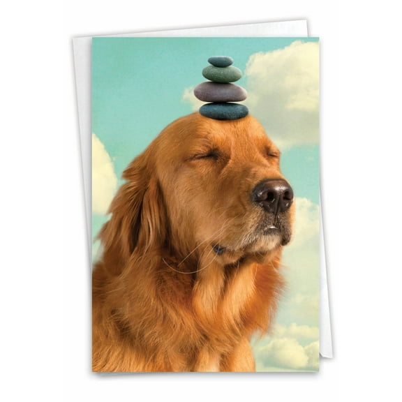 NobleWorks Funny Miss You Greeting Card with 5 x 7 Inch Envelope (1 Card) Thinking of You, Just Because Zen Dog C9605MYG