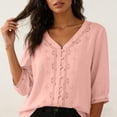 thumbnail image 4 of Fsgntruao Women's Short-sleeved V-neck Embroidered Top, 4 of 8
