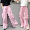 thumbnail image 7 of LYHaoo Cargo Pants For Girls Casual High Waisted Loose Fit Pockets Kids Cargo Casual Streetwear Pants For Kids Cargo Pants for Girls(Pink), 7 of 7