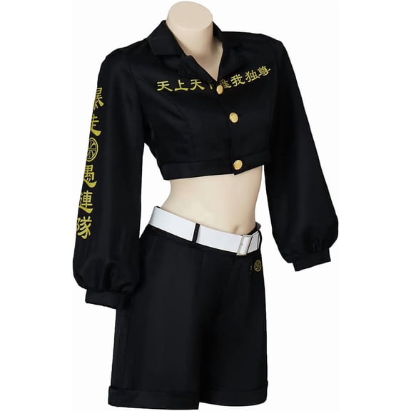 Women’s Manjiro Sano Mikey Outfit Dress Top with Short Pants Suit Ensemble
