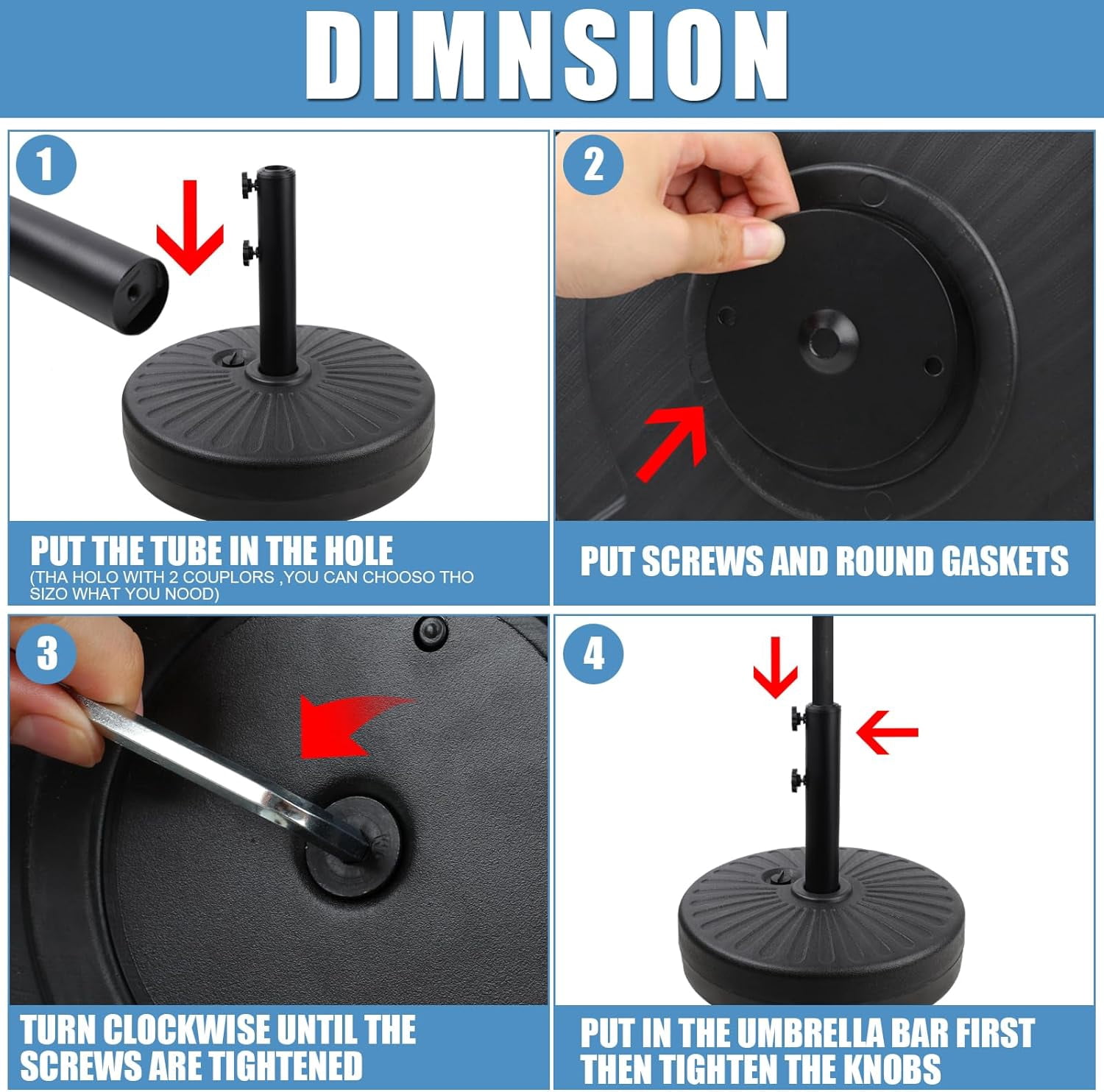 PULNDA 6 HDPE Plastic Patio Umbrella Base, Stable