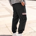 thumbnail image 3 of Ceisia Men Solid Color Loose Casual Pants Elastic Waist Drawstring Sports Gift Work Trousers, 3 of 9