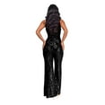 thumbnail image 4 of Women's Jumpsuits Sparkling Sequins High Waisted Waist Smooth Fitted Top Glamorous Fashion Night Party Or formal Occasion Overalls for Women Black XL, 4 of 7
