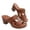 Brown, variant on Womens Chunky Heel Sandals Comfortable Walking Shoes Slip On Open Toe PU Leather Dressy Beach Vacation Fashion Sandals Slippers Black