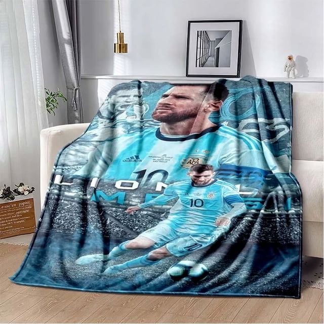 Manta de franela de fútbol superstar para adultos y niños, manta portátil para decoración de sofá y cama, regalo, l-leo, messi-i