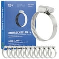 Hose Clamps Assortment 12x Hose Clamps Stainless Steel Adjustable