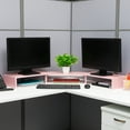thumbnail image 5 of Mind Reader Dual Monitor Stand, Desktop Organizer, Laptop Riser, Office, MDF, 51.25"L x 9.25"W x 4.75"H, Pink, 5 of 8