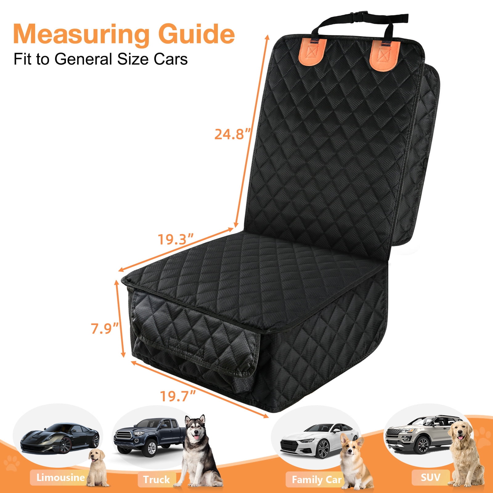 SMATTO 2 Pack Dog Car Seat Cover for Front Seats, Full Protection Dog Car Seat Cover with Side Flaps, Nonslip Scratchproof Captain Chair Seat Cover Fits for Cars, Trucks, SUVs, Jeep, Black