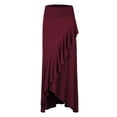 thumbnail image 1 of Made by Johnny Women's Wrapped High Low Ruffle Maxi Skirt XS WINE, 1 of 6