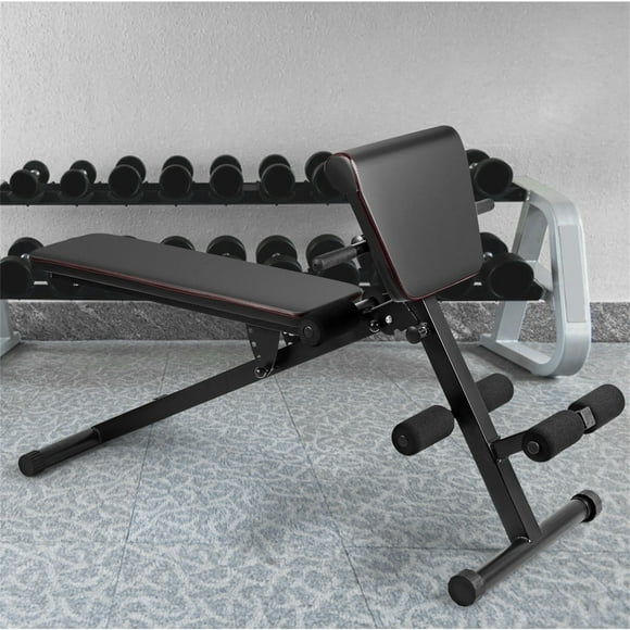 Banco Plegable Costway Multiuso para Fuerza Negro 129 x 50 x 100 cm