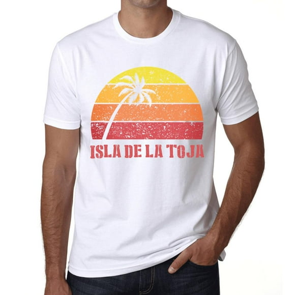 Men's Graphic T-Shirt Palm, Beach, Sunset In Isla De La Toja Eco-Friendly Limited Edition Short Sleeve Tee-Shirt Vintage Birthday Gift Novelty