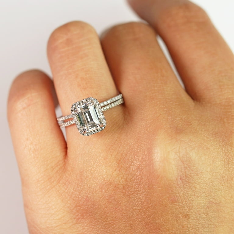Emerald cut 2024 bridal set rings