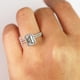 thumbnail image 5 of JeenMata Anillo de Bodas Nupcial con Moissanita de Talla Esmeralda de 2 Quilates y Halo Pavé de Diamantes Engastado en Oro Blanco de 10 K, 5 of 6
