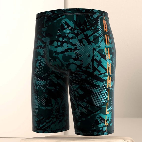 Men U Crotch Swimming Shorts Boxer Cut Sports Casual Printed Swimwear,Green,5XL