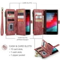 thumbnail image 3 of JTCASES for iPhone 7 Plus/ iPhone 8 Plus Wallet Case, Zipper Purse Card Holders Flip Stand Wrist Strap Magnetic Closure PU Leather Anti-scracth Support Wireless Charging Drop Resistant Shell,  Red, 3 of 10