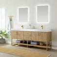 thumbnail image 4 of Vinnova Alistair 72" White Grain Stone Top Vanity in Oak w/o Mirror, 4 of 16