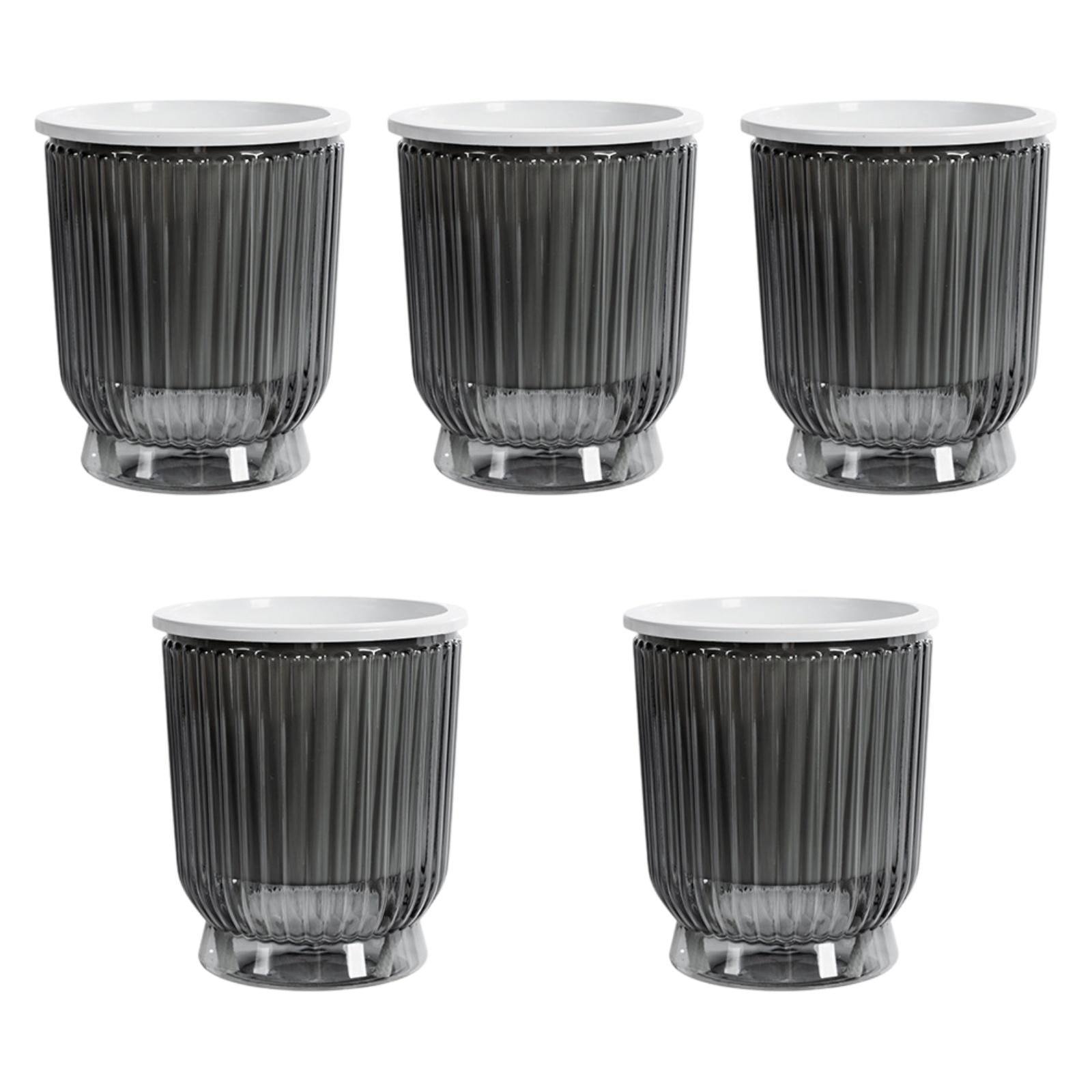 figatia 5 Pieces Self Watering Plant Pots Flower Pots Modern Home Decor Gardening Planters Indoor Outdoor Plants for Restaurant Patio Gray 12x14.5cm
