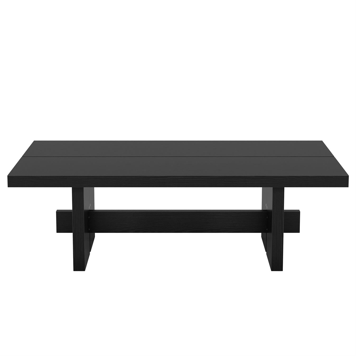 Demi Bonn 55" Modern Black Rectangular Coffee Table, Stylish Ottoman, Center Table for Living Room, Black