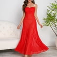 thumbnail image 7 of Women's Mesh Dress Slip Cowl Neck Maxi Dress Bodycon Mermaid Long Evening Dress for Party Cocktail Wedding Guest Prom Red S, 7 of 7