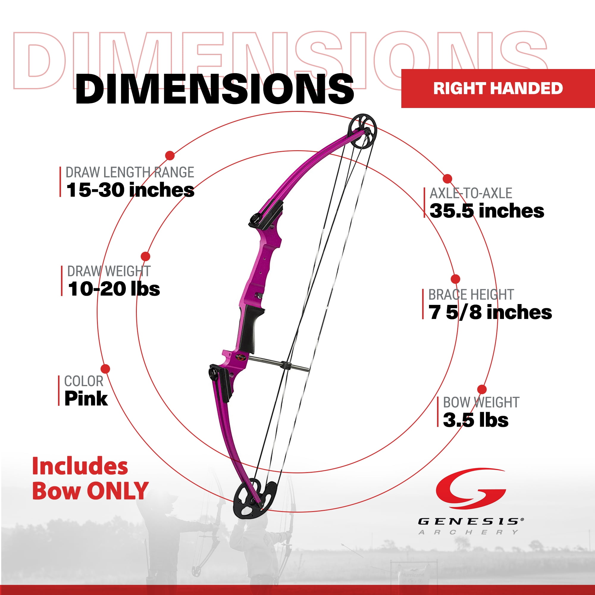 Genesis Archery Compound Bow w/Adjustable Sizing, Right-Handed (4 Pack)