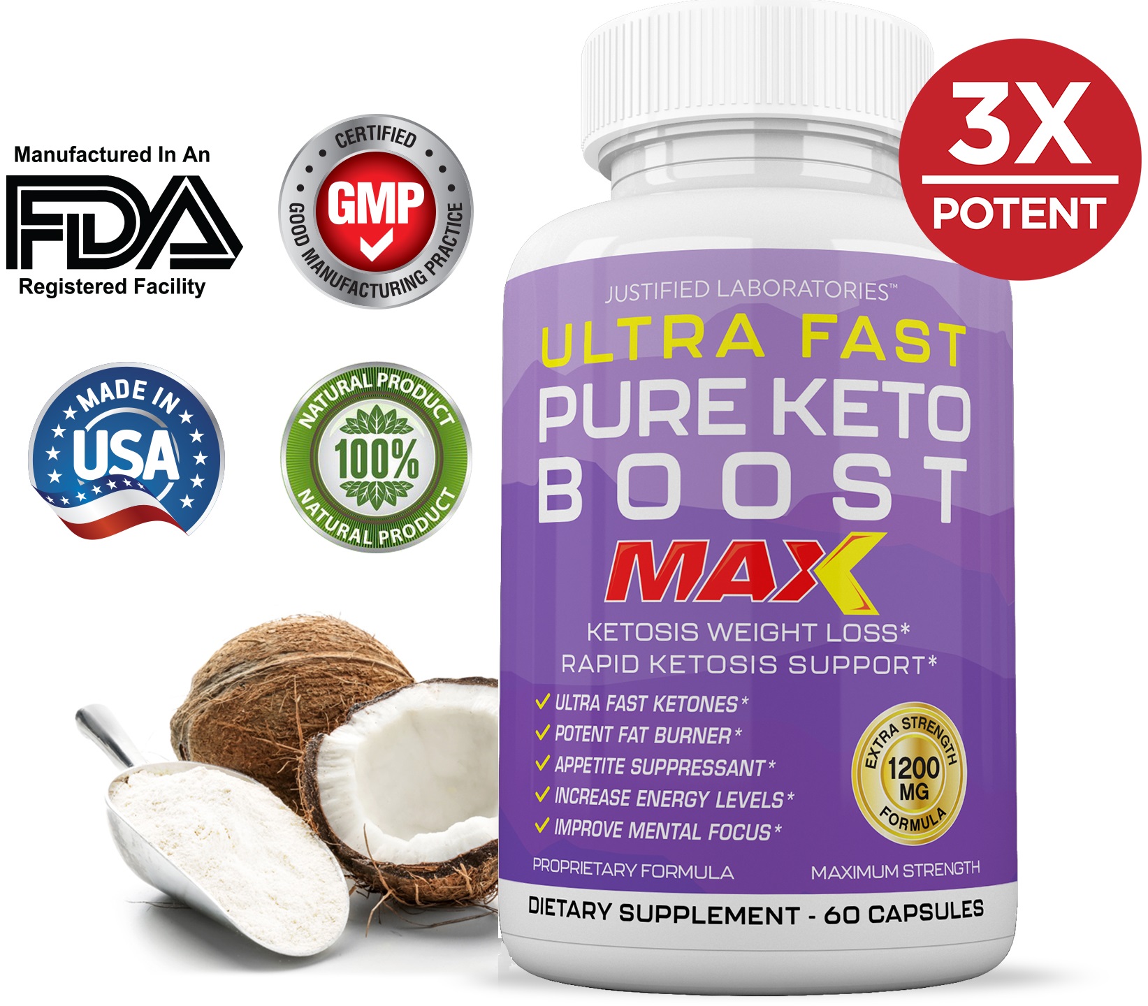 Ultra Fast Pure Keto Boost Max 1200MG Keto Diet Pills BHB Salts ...