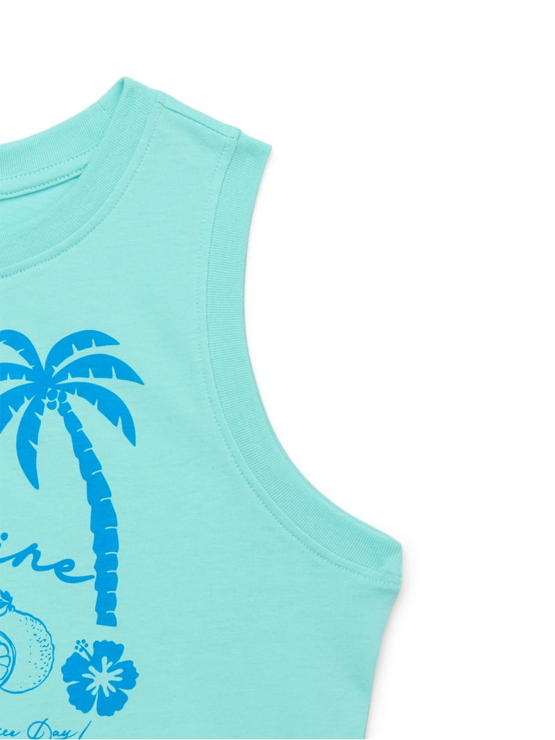 Wonder Nation Girls Sunshine Graphic Crew Neck Tank Top Sizes 4-18