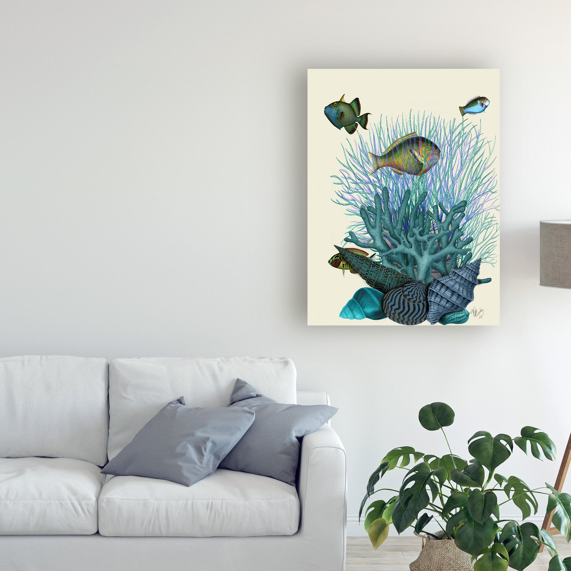 Trademark Fine Art 'Fish Blue Shells and Corals' Canvas Art by Fab Funky