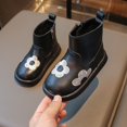 thumbnail image 6 of XXWXYD Toddler Shoes Girls Spring Autumn Winter Boots Plus Velvet Short Boots Children's Side Zipper Boots Baby Short Boots for Simple Casual Non Slip Breathable Shoe(2.5-3 Years,Black), 6 of 9