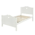 thumbnail image 4 of Private Jungle Platform Beds for Teens, Twin Size Bed Frame with Wood Slat Support and Headboard and Footboard, White, 4 of 5
