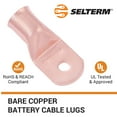 thumbnail image 3 of SELTERM 250 MCM 5/16" Ring Battery Cable End Terminal Lugs Bare Copper 2ea, 3 of 3