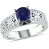 Tangelo 1-3/4 Carat T.G.W. Created Blue and White Sapphire Sterling Silver Engagement Ring