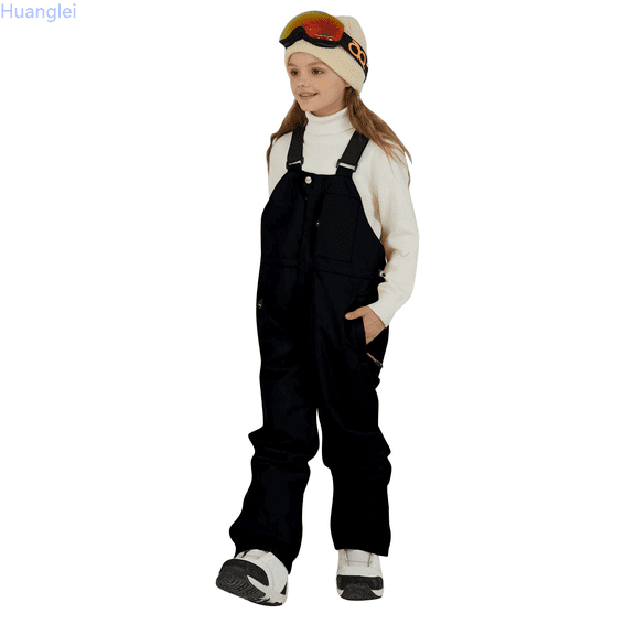 Huanglei Kids Adjustable Insulated Bib Overalls With Knee For Skiing And Winter Outdoor Play Kids Athletic Pants 4-5 Years
