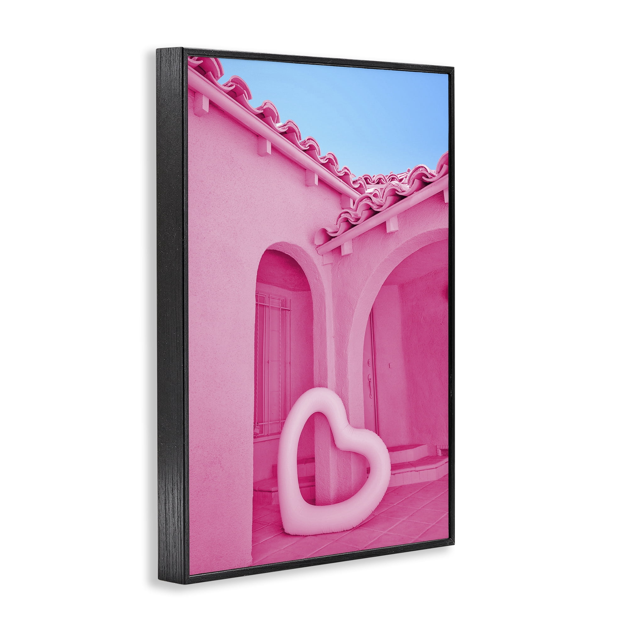 Stupell Industries Pink Pop Heart at Villa Black Framed Giclee Art, design by LISH Creative