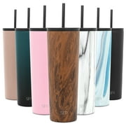Simple Modern 28oz. Classic Tumbler with Straw Lid & Flip Lid - Travel Mug Gift Vacuum Insulated Coffee Beer Pint Cup - 18/8 Stainless Steel Water Bottle Pattern: Woodgrain