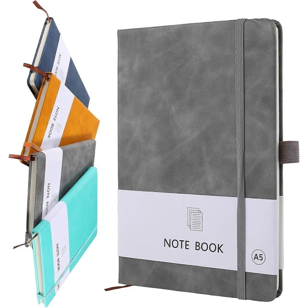 A5 Notebook, Notebook A5 Note Book Note Pad Journal Notebook A5 Notepad PU Leather Notebook Note Taking 200 Pages (100 Sheets)- Gray