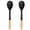 Black, variant on 2Pcs Large Silicone Cooking Spoons, Nonstick Solid Wooden Handle Spoon, Heat Resistan Silicone Kitchen Spoons for Cooking, Serving, Basting, Mixing, 13.2inch