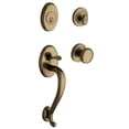 thumbnail image 1 of Baldwin 85315050LFD Left Handed Logan Dummy Handleset with Wave Interior Lever, Satin Brass & Black, 1 of 2