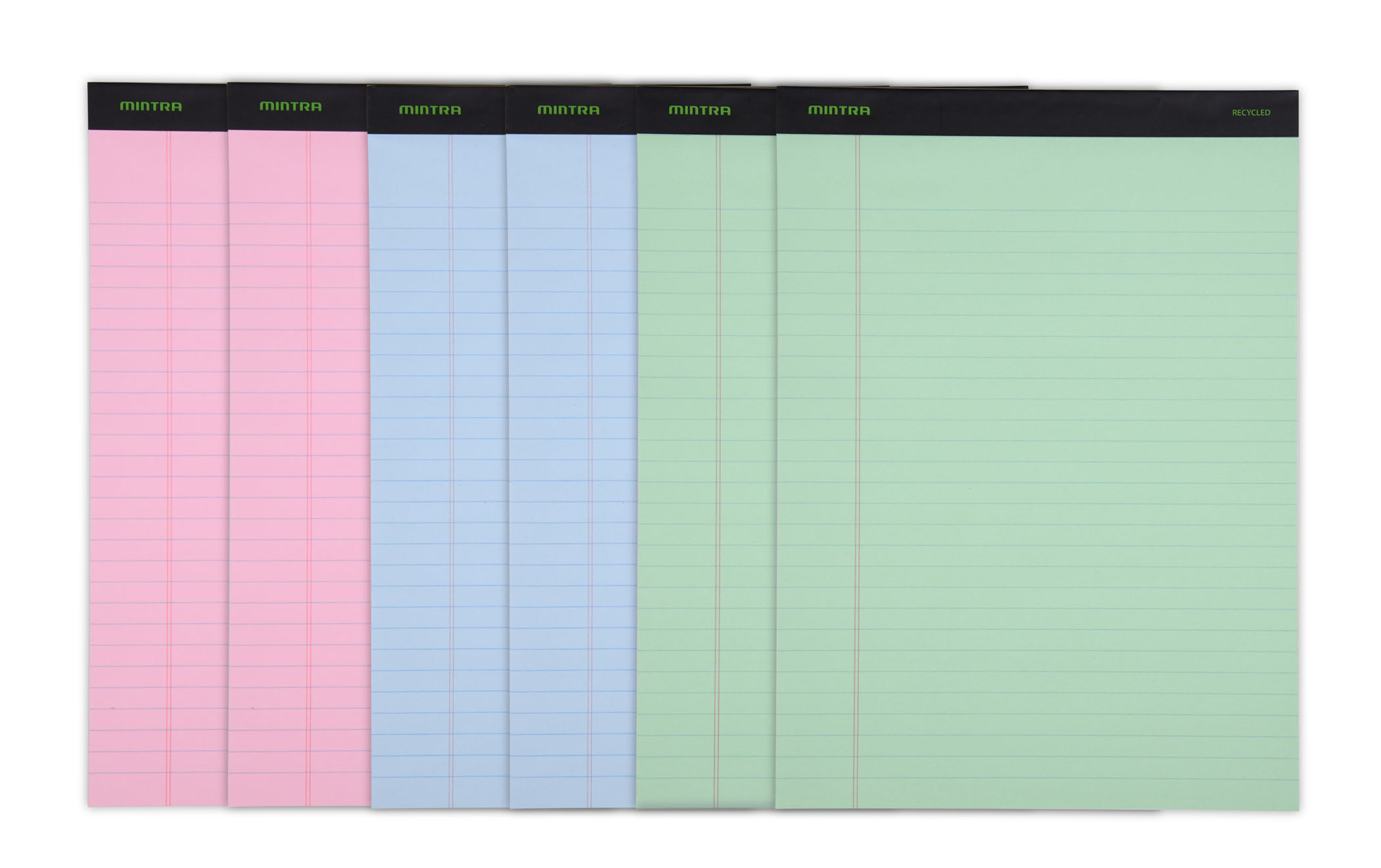 Mintra Office –(8648) Recycled Writing Pads 6 Pack (Pastel, Wide Ruled ...