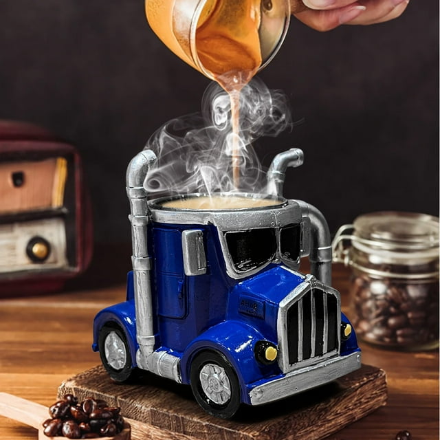XYAIYT Handcrafted Semi Truck Coffee Mug Unique Trucker Gift for Men Semi Truck Shape Ceramic Cup Suit for Truck Enthusiasts Functional Gift Idea for Coffee Tea Hot Chocolate
