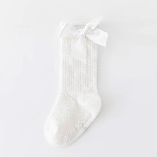 pitrice Baby Bow Middle Socks for Boys and Girls Solid Color Striped Long Socks