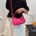 thumbnail image 4 of Bolso de hombro para mujer Bolso bandolera de PU Bolso de mensajero informal plisado (Rosa roja), 4 of 7